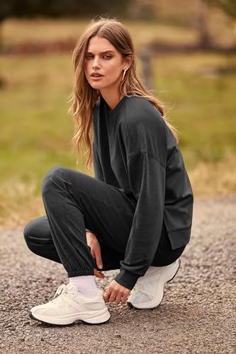 PRETTYGARDEN Women's Tie Dye Two Piece Tracksuit Set Long Sleeve Sweatshirt with Long Pants (Grey,X-Large)