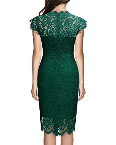 Miusol Women's Retro Floral Lace Slim Evening Cocktail Mini Dress (Small, Navy Blue)