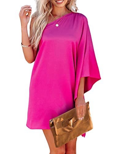 Jhsnjnr Women's One ShouldJhsnjnrer Dress Batwing Sleeve Mini Dress Elegant Sexy Party Club Dresses Army Green
