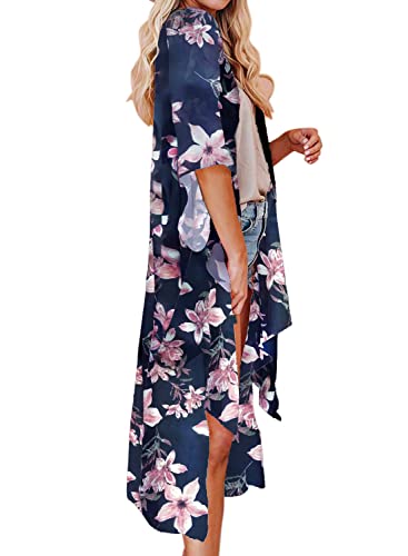Jayscreate Women's Chiffon Kimono Cardigan Lightweight Batwing Summer Casual Sheer Swimsuit Up for Women Coverup Tops