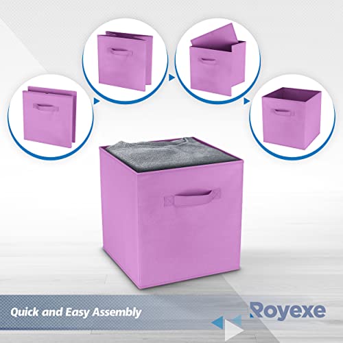 Storage Cubes - 11 Inch Cube Storage Bins (Set of 8). Fabric Cubby Organizer Baskets with Dual Handles | Foldable Closet Shelf Organization Boxes (White)