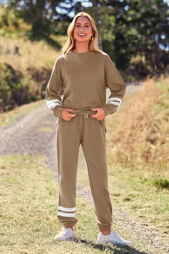 PRETTYGARDEN Women's Tie Dye Two Piece Tracksuit Set Long Sleeve Sweatshirt with Long Pants (Grey,X-Large)