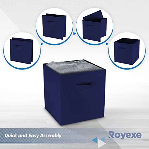 Storage Cubes - 11 Inch Cube Storage Bins (Set of 8). Fabric Cubby Organizer Baskets with Dual Handles | Foldable Closet Shelf Organization Boxes (White)