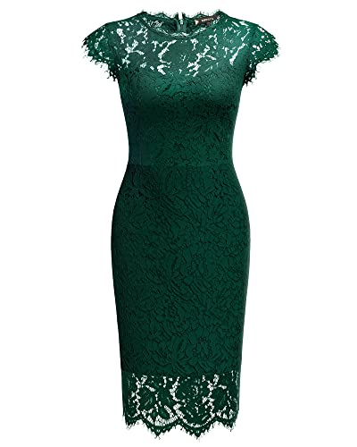 Miusol Women's Retro Floral Lace Slim Evening Cocktail Mini Dress (Small, Navy Blue)