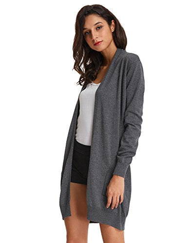 GRACE KARIN Women's Cardigan Sweater Color Block Long Sleeve Casual Long Sleeve Argyle Black S