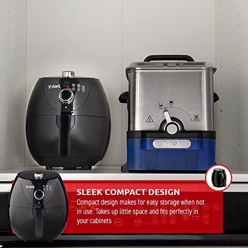 T-Fal Air Fryer, Friteuse, Easy Fry, Low Oil, Patented Basket System, 4.4Qt / 4.2L, EY201850, Black