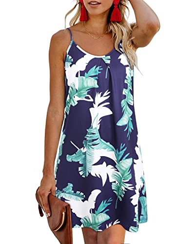 ULTRANICE Women's Summer Casual Spaghetti Straps Floral Swing Beach Dresses Mini Sun Dress