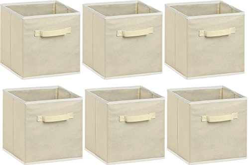 SimpleHouseware Storage Bin Cube Foldable Organizer, Grey - Pack of 6