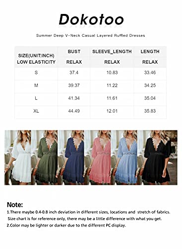 Dokotoo Women Dresses Cute Spring Boho Fall Casual Sexy Deep V Neck Ruffle Chiffon Lantern Long Sleeve Elegant Floral Printed Hawaiian Flowy Mini Short Skirt Dresses for Women Party 2022 X-Large