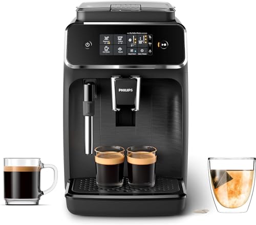 Philips 2200 Series Fully Automatic Espresso Machine, LatteGo Milk Frother, 3 Coffee Varieties, Intuitive Touch Display, 100% Ceramic Grinder, AquaClean Filter, Aroma Seal, Black (EP2230/14)