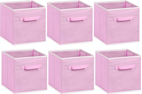 SimpleHouseware Storage Bin Cube Foldable Organizer, Grey - Pack of 6