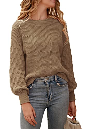 PRETTYGARDEN Women's 2023 Winter Pullover Sweater Casual Long Sleeve Crewneck Loose Chunky Knit Jumper Tops Blouse