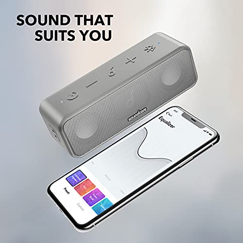 Soundcore 3 by Anker Soundcore, Bluetooth Speaker with Stereo Sound, 24H Playtime, IPX7 Waterproof, Pure Titanium Diaphragm Drivers, PartyCast, BassUp, App, Custom EQ, for Home, Outdoor, and Beach