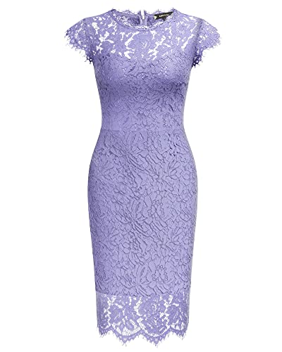 Miusol Women's Retro Floral Lace Slim Evening Cocktail Mini Dress (Small, Navy Blue)