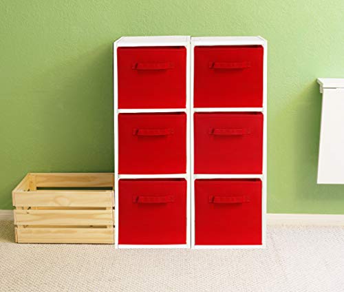 SimpleHouseware Storage Bin Cube Foldable Organizer, Grey - Pack of 6