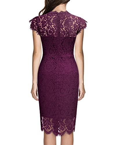 Miusol Women's Retro Floral Lace Slim Evening Cocktail Mini Dress (Small, Navy Blue)