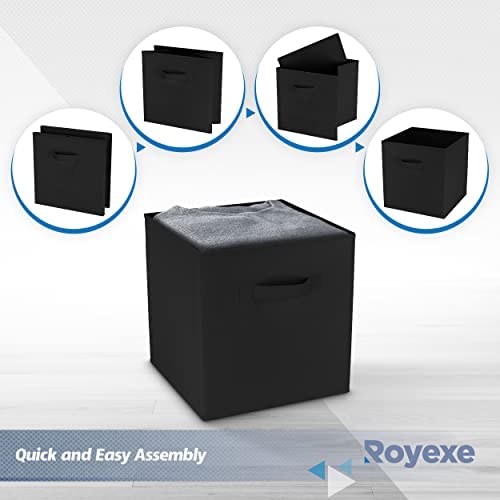 Storage Cubes - 11 Inch Cube Storage Bins (Set of 8). Fabric Cubby Organizer Baskets with Dual Handles | Foldable Closet Shelf Organization Boxes (White)