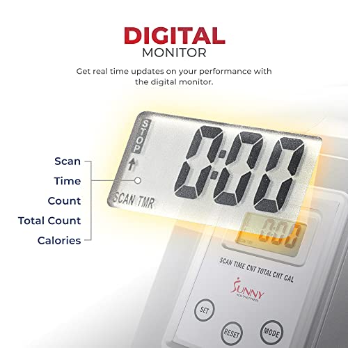 Sunny Health & Fitness Rowing Machine with Magnetic Resistance, LCD Monitor, 8-level Resistance, 1117 mm Step Length, 113 KG Max. Weight - SF-RW5515, Ergometer, Training Computer
