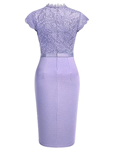 Miusol Women's Retro Floral Lace Ruffle Style Cocktail Mini Dress