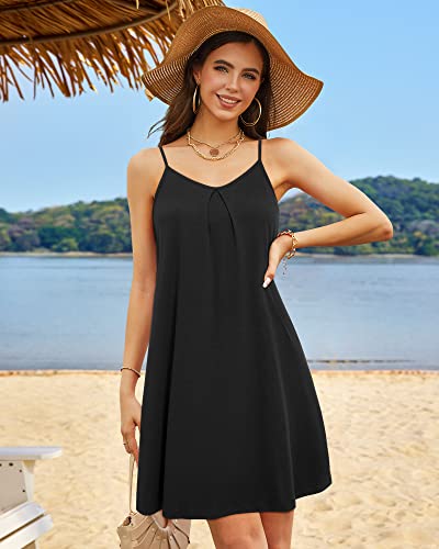 ULTRANICE Women's Summer Casual Spaghetti Straps Floral Swing Beach Dresses Mini Sun Dress