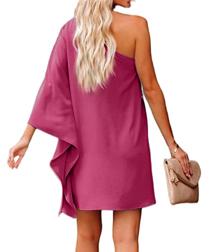 Jhsnjnr Women's One ShouldJhsnjnrer Dress Batwing Sleeve Mini Dress Elegant Sexy Party Club Dresses Army Green