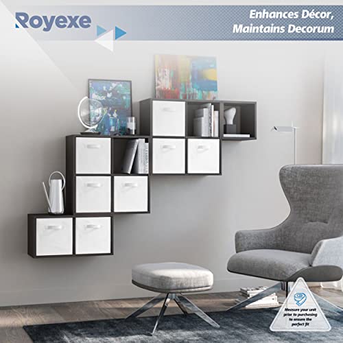 Storage Cubes - 11 Inch Cube Storage Bins (Set of 8). Fabric Cubby Organizer Baskets with Dual Handles | Foldable Closet Shelf Organization Boxes (White)