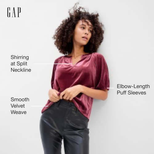 GAP Women's Short Puff Sleeve Top Blouse Shirt