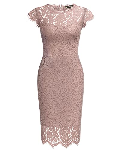 Miusol Women's Retro Floral Lace Slim Evening Cocktail Mini Dress (Small, Navy Blue)