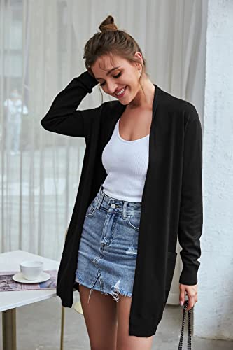 GRACE KARIN Women's Cardigan Sweater Color Block Long Sleeve Casual Long Sleeve Argyle Black S