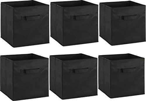 SimpleHouseware Storage Bin Cube Foldable Organizer, Grey - Pack of 6