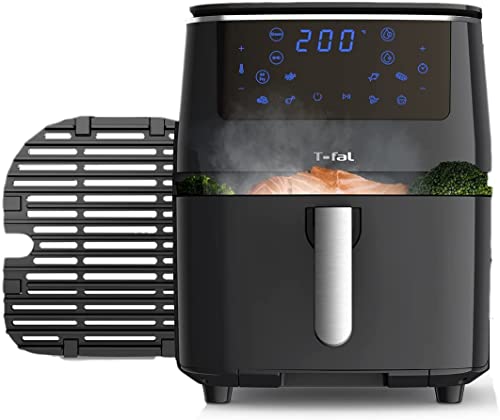 T-Fal Air Fryer, Friteuse, Easy Fry, Low Oil, Patented Basket System, 4.4Qt / 4.2L, EY201850, Black