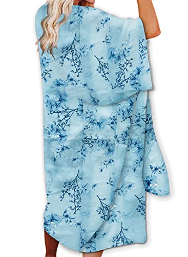 Jayscreate Women's Chiffon Kimono Cardigan Lightweight Batwing Summer Casual Sheer Swimsuit Up for Women Coverup Tops