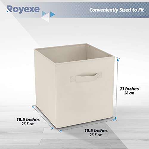 Storage Cubes - 11 Inch Cube Storage Bins (Set of 8). Fabric Cubby Organizer Baskets with Dual Handles | Foldable Closet Shelf Organization Boxes (White)