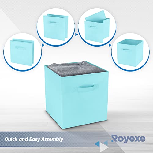 Storage Cubes - 11 Inch Cube Storage Bins (Set of 8). Fabric Cubby Organizer Baskets with Dual Handles | Foldable Closet Shelf Organization Boxes (White)