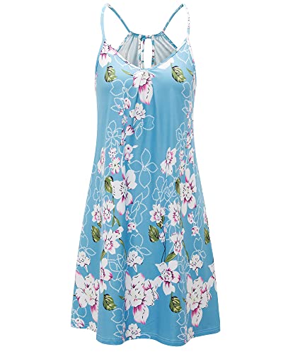 ULTRANICE Women's Summer Casual Spaghetti Straps Floral Swing Beach Dresses Mini Sun Dress