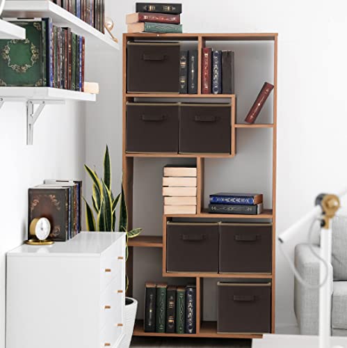 SimpleHouseware Storage Bin Cube Foldable Organizer, Grey - Pack of 6