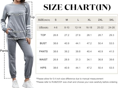 RUBZOOF Womens Loungewear Set Fall Tracksuit Drawstring Sweatpants Workout Sets Two Piece Black 3XL