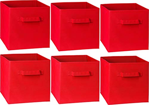 SimpleHouseware Storage Bin Cube Foldable Organizer, Grey - Pack of 6