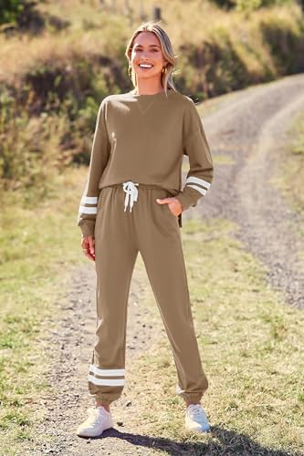 PRETTYGARDEN Women's Tie Dye Two Piece Tracksuit Set Long Sleeve Sweatshirt with Long Pants (Grey,X-Large)