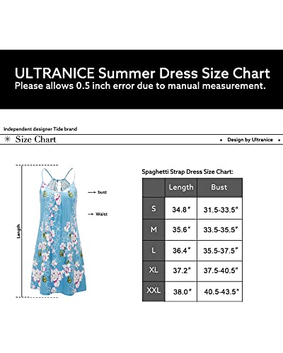ULTRANICE Women's Summer Casual Spaghetti Straps Floral Swing Beach Dresses Mini Sun Dress