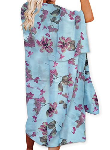 Jayscreate Women's Chiffon Kimono Cardigan Lightweight Batwing Summer Casual Sheer Swimsuit Up for Women Coverup Tops