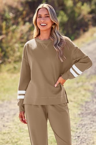 PRETTYGARDEN Women's Tie Dye Two Piece Tracksuit Set Long Sleeve Sweatshirt with Long Pants (Grey,X-Large)