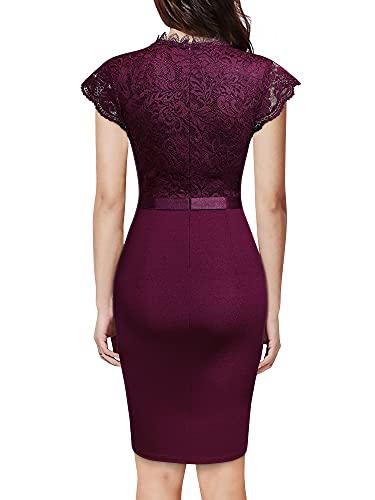 Miusol Women's Retro Floral Lace Ruffle Style Cocktail Mini Dress Navy Blue