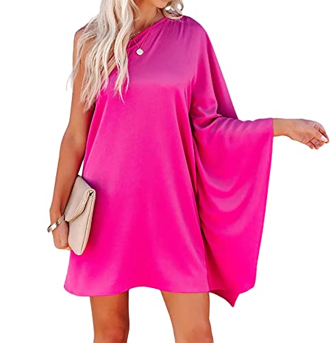 Jhsnjnr Women's One ShouldJhsnjnrer Dress Batwing Sleeve Mini Dress Elegant Sexy Party Club Dresses Army Green