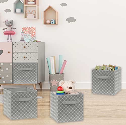 SimpleHouseware Storage Bin Cube Foldable Organizer, Grey - Pack of 6