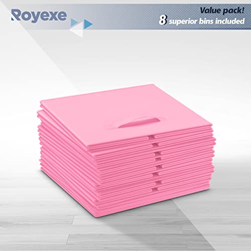 Storage Cubes - 11 Inch Cube Storage Bins (Set of 8). Fabric Cubby Organizer Baskets with Dual Handles | Foldable Closet Shelf Organization Boxes (White)