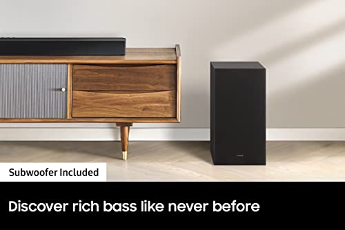 SAMSUNG HW-C450 2.1ch Soundbar w/DTS Virtual X, Subwoofer Included, Bass Boost, Adaptive Sound Lite, Game Mode, Bluetooth, Wireless Surround Sound Compatible (Newest Model),Black