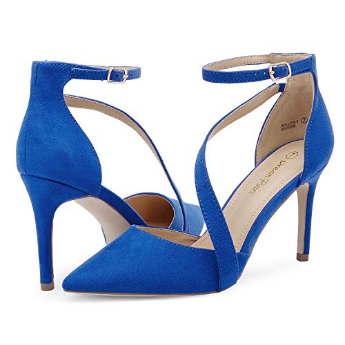 DREAM PAIRS Women's Silver Glitter High Heel Pointed Toe Stiletto Ankle Strap Dress Pumps Shoes Size 5 M US Hollyn-1