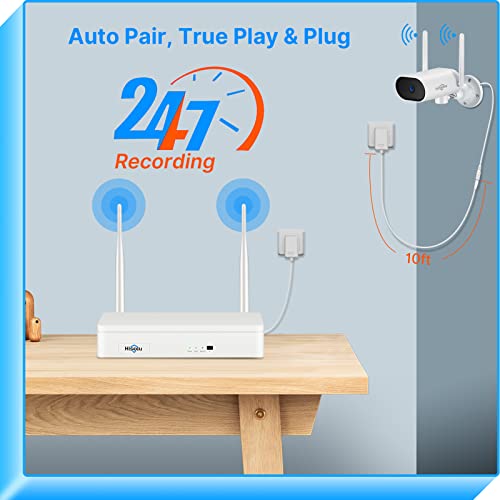 【5X Optical Zoom,2K】 Hiseeu Pan/Tilt/Zoom Security Camera,3 Megapixels Outdoor Wireless Surveillance Camera,Floodlights Full Color Night Vision,Two Way Audio,IP66 Waterproof, Motion Detection…