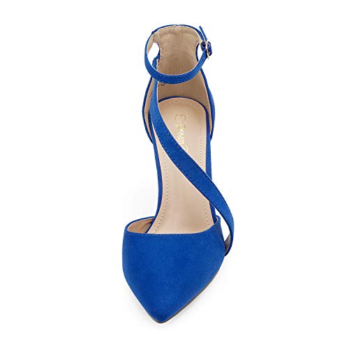 DREAM PAIRS Women's Silver Glitter High Heel Pointed Toe Stiletto Ankle Strap Dress Pumps Shoes Size 5 M US Hollyn-1